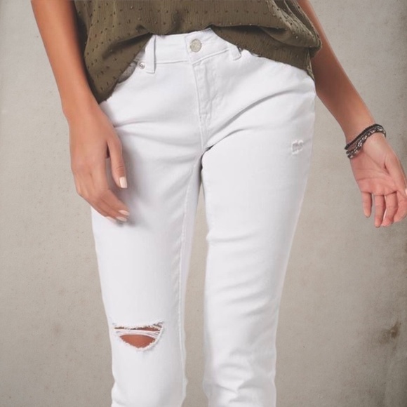 NWOT ROEBUCK & Co. Vintage Distressed Raw Hem Skinny Jeans White/12R - Picture 3 of 14